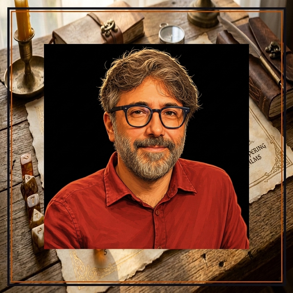 David Chevalier Composed Episode Cover with Parchment Background & Title