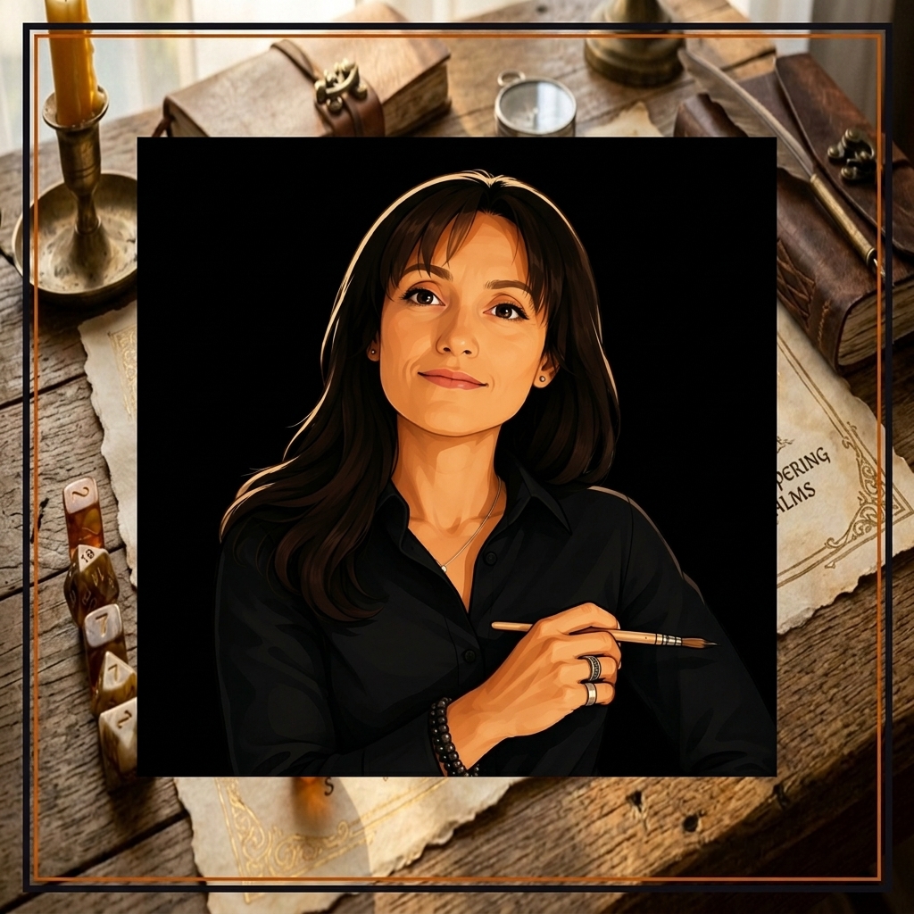 Francesca Baerald Composed Episode Cover with Parchment Background & Title